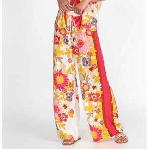 NWT Johnny Was Robyn Easy Pant XL Silk Floral Wide Leg Side Stripe L62522-3 NWT